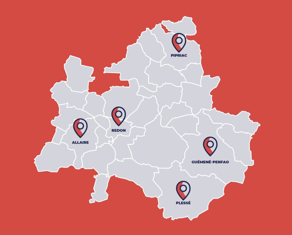 Carte service vélo : Redon, Pipriac, Allaire, Plessé, Guémené-Penfao